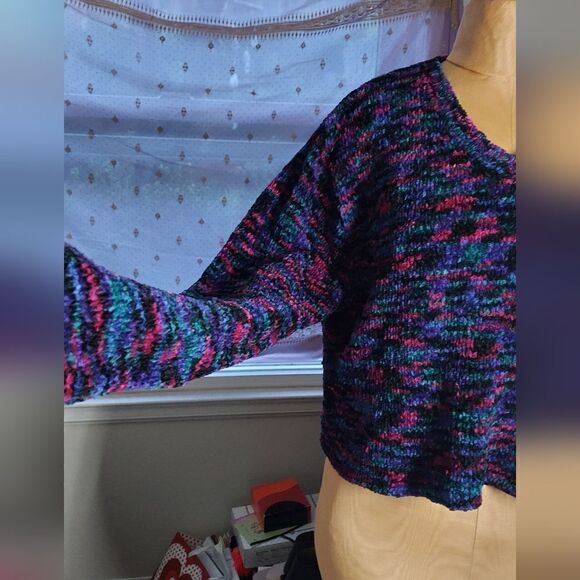 Vintage Cozy Chenille Oversized Crop Sweater Size L Reference Point - Picture 2 of 11